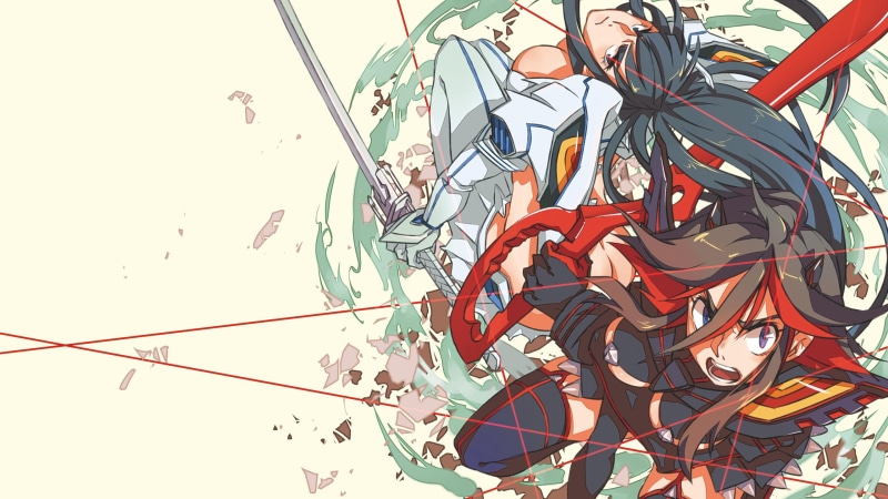 architecture, Kill la Kill, Senketsu, white skin, metal, low angle view, no people, clear sky, day, anime girls, sky, amusement park, fighting, outdoors