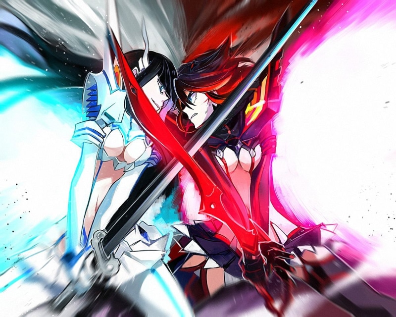 nature, no people, white background, close-up, low angle view, blurred motion, Kiryuin Satsuki, silver colored, multi colored, indoors, 480P, day, red