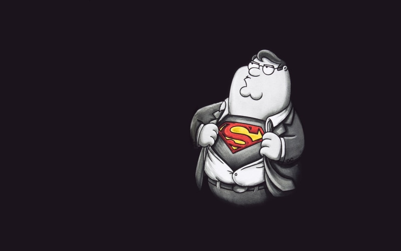 the dark background, Family Guy, Superman, Peter Griffin, 1080P