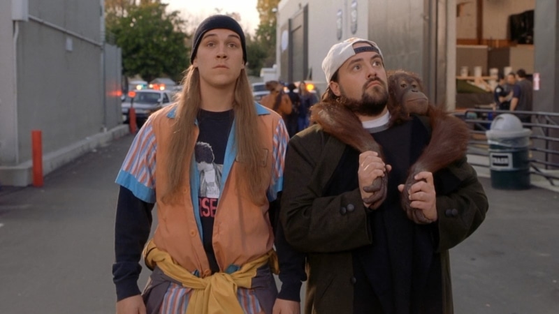 clothing, city, standing, waist up, three quarter length, people, 720P, incidental people, city street, young men, jay and silent bob strike back, two people