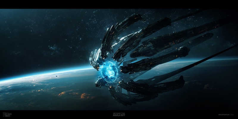 science fiction, universe, spaceship, orbits, glowing, dark, 1080P, planet, Wojtek Fus, stars, Death and Robots, Love