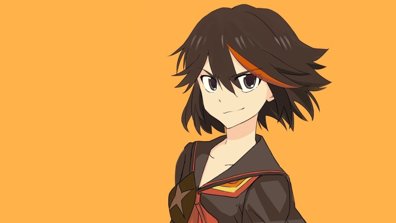 1080P, leisure activity, adult, human face, yellow background, indoors, cut out, colored background, Kill la Kill, real people, standing, Matoi Ryuuko