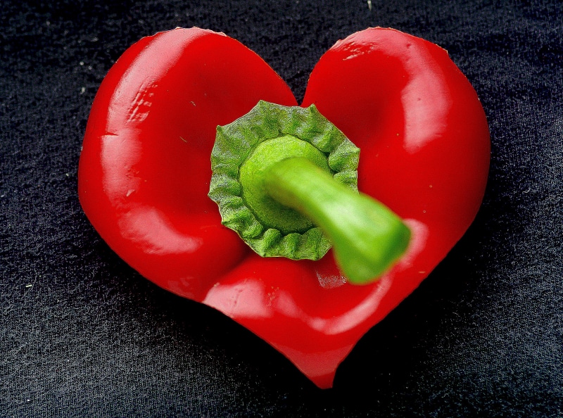 red, shaped, organic, paper cut, bell Pepper, 2K, red heart, vegetable, fresh, paprika, red  pepper, paper, Red pepper, heart-shaped, cut, heart, close