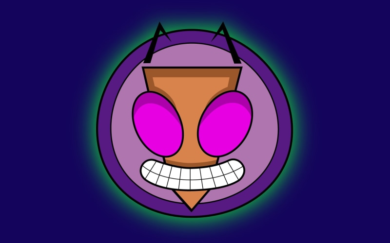 white, invader, bee, purple, brown, face, cartoon, illustration, zim, invader zim, cute, 1080P