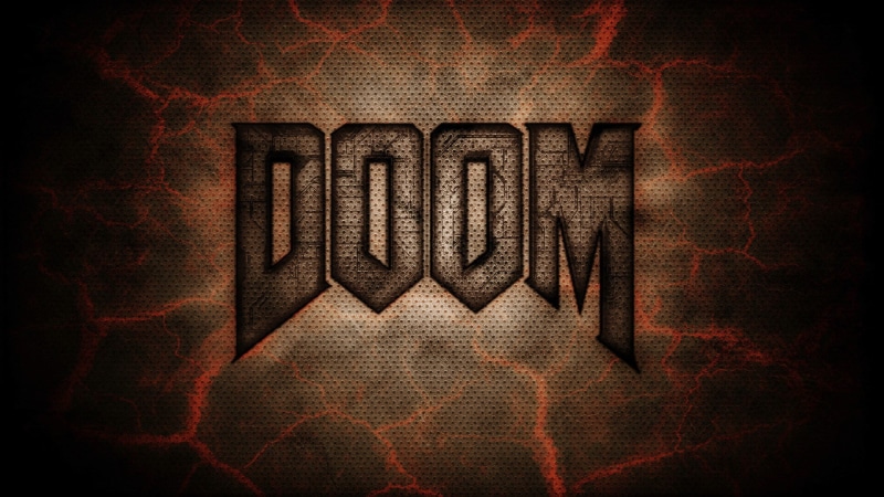 brown, single object, backgrounds, sign, communication, textured, textile, close-up, no people, 1080P, digital art, Doom (game), red, studio shot, directly above