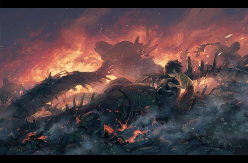 sky, 720P, fire, seeker, castle, ghibli, laputa