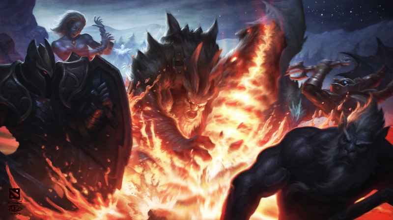 dota 2, Davion, Slayer, 5K, Phantom Lancer, Lina, Azwraith, Dragon Knight