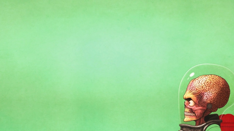 green, human body part, blond hair, copy space, body part, headshot, Mars Attacks, green color, portrait, green background, fun, lamp, white, one person