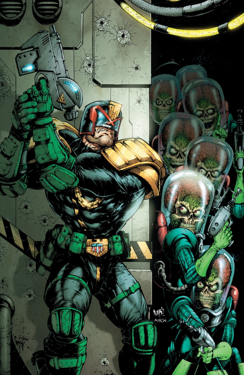 2K, comic art, Mars Attacks, Judge Dredd