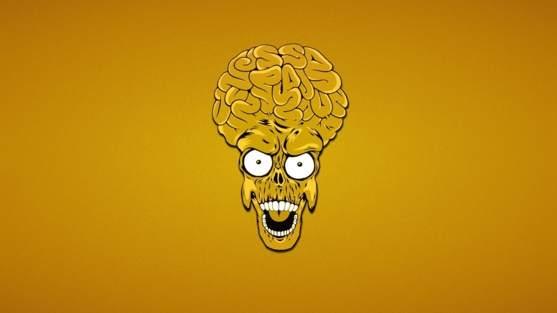 Mars Attacks, movies, yellow, Aliens, 1080P, brain