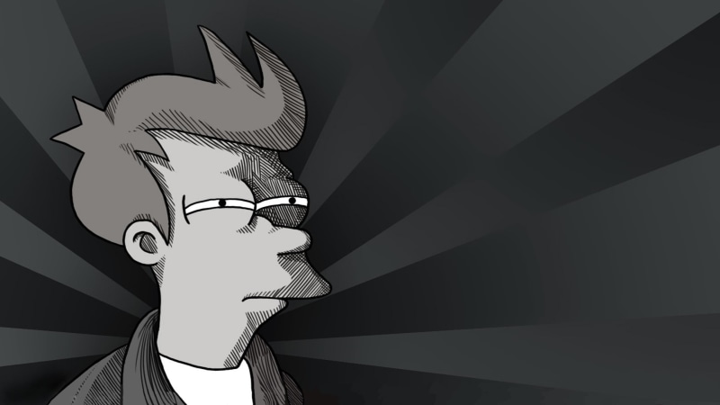 Philip J. Fry, TV, artwork, gray, Futurama, monochrome, 1080P