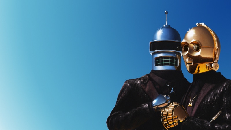 yellow, music, Android c3po, Daft Punk, blue, 4K, sky, C-3PO, gold, silver, Bender