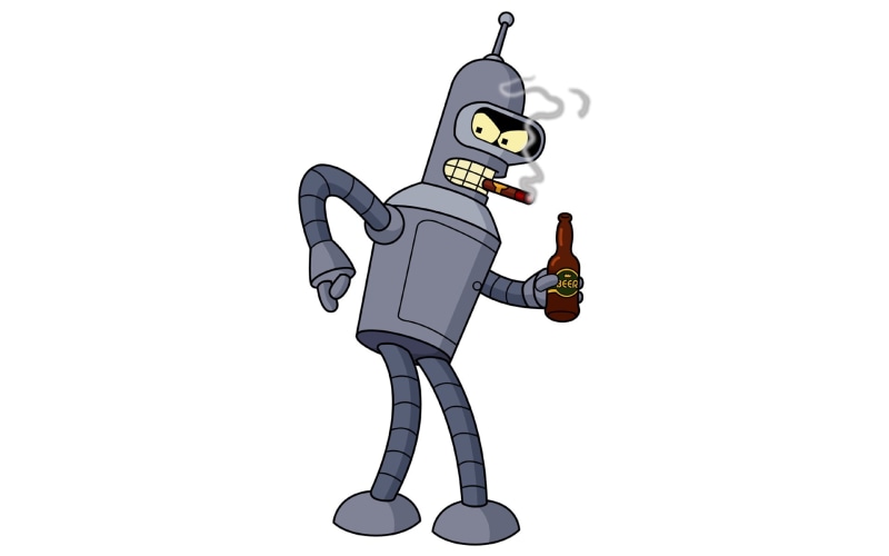 white, cartoon/comic, hd, 1080P, futurama, anime, bender, robot, character, gray
