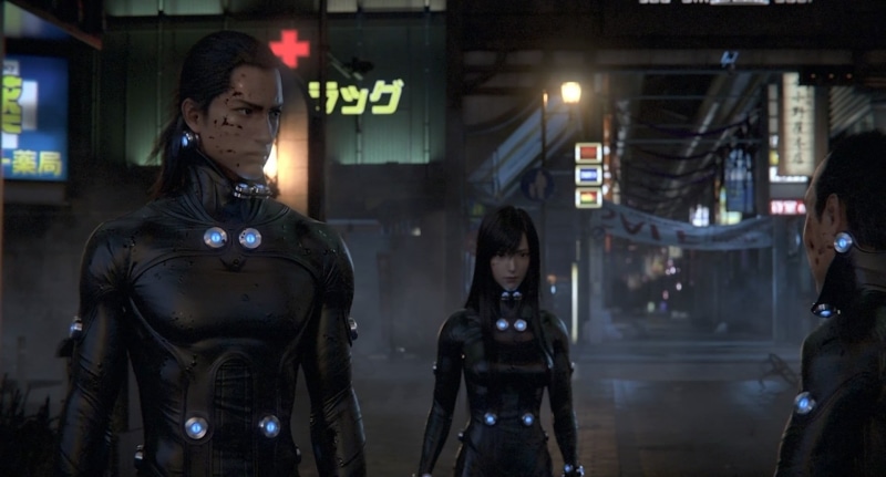 young adult, adult, 1080P, law, protection, city, GANTZ:O, women, hairstyle, hair, waist up, science fiction, standing, government, safety, security, people
