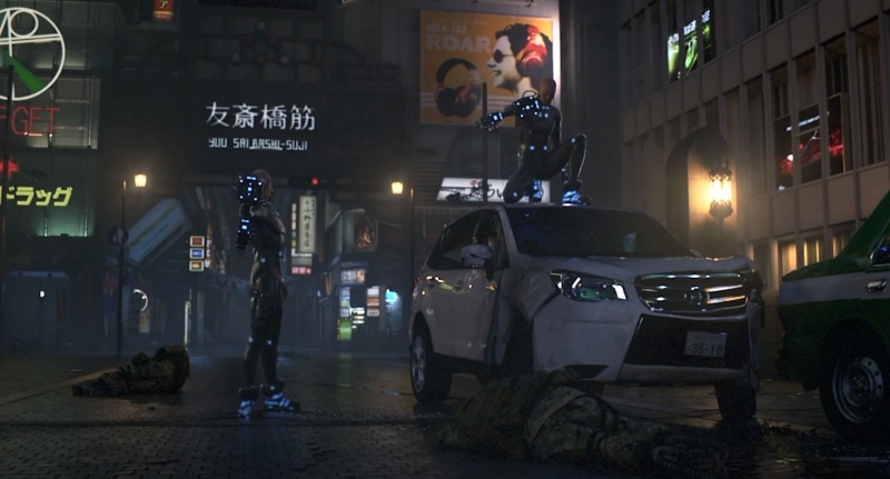 street, transportation, travel, city, incidental people, road, car, communication, illuminated, night, architecture, GANTZ:O, land vehicle, 1080P, people