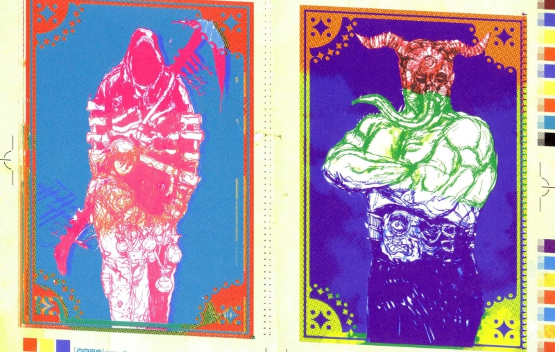 human representation, art and craft, indoors, close-up, 1080P, paint, multi colored, craft, creativity, architecture, wall - building feature, manga dorohedoro scans