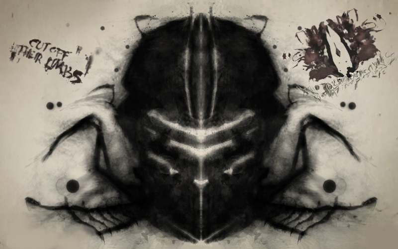 wall - building feature, portrait, mental health, Isaac Clarke, creativity, human face, real people, emotion, Dead Space 2, digital composite, one person