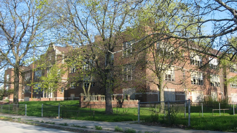 school, branch, tree, bare tree, city, plant, gary, Gary, building, behind, growth, emerson, public domain, urban Scene, road, building Exterior, ralph waldo emerson