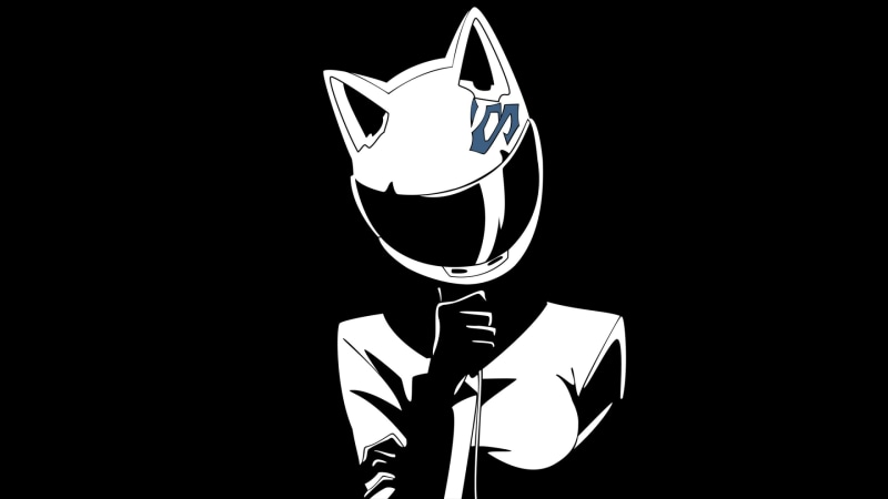 Celty Sturluson, front view, Durarara!!, simple background, anime girls, representation, black background, copy space, reflection, anime, still life, indoors