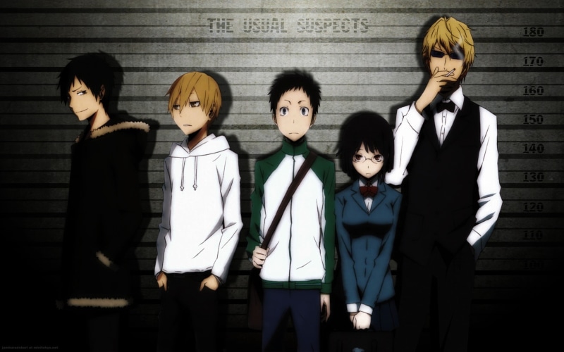 anime, Durarara!!, Ryuugamine Mikado, Sonohara Anri, Kida Masaomi, Orihara Izaya, 1080P, Heiwajima Shizuo