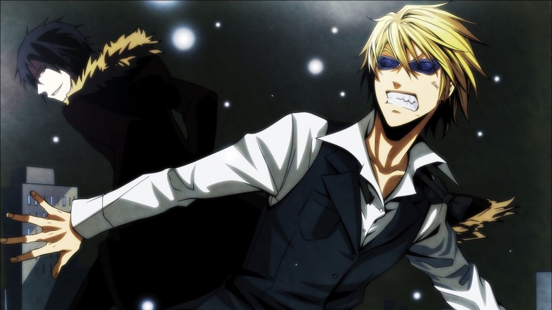 one person, front view, young adult, young women, anime, glasses, sunglasses, women, night, indoors, illuminated, waist up, Durarara!!, real people, anime boys