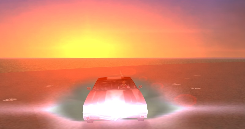 Tommy Vercetti, Grand Theft Auto Vice City, sunset, beach, ocean view, 2K