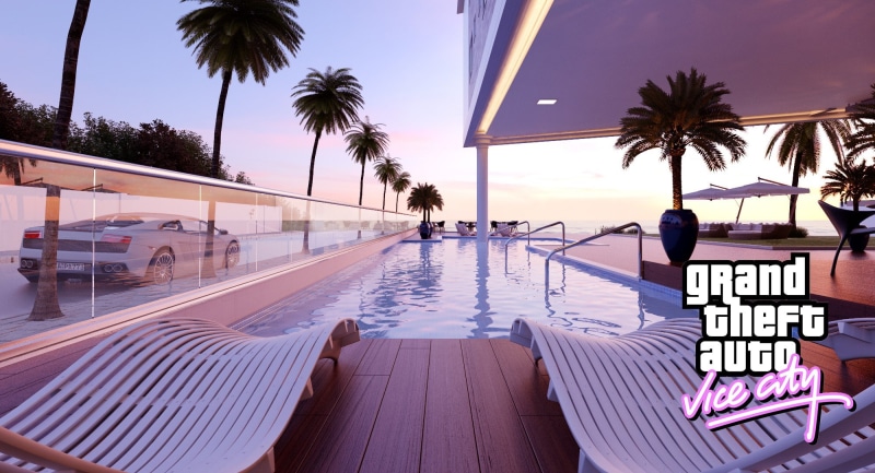 swimming Pool, car, Grand Theft Auto Vice City, 1080P