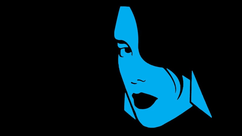 women, Grand Theft Auto Vice City, illustration, 1080P, black, face, Simple Background, minimalism, blue, Rockstar Games