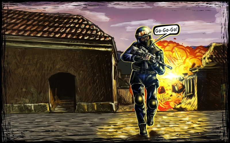 night, casual clothing, Counter Strike, men, people, strike, standing, Source, art and craft, game, one Person, clothing, danger, nature, 2K, illustration