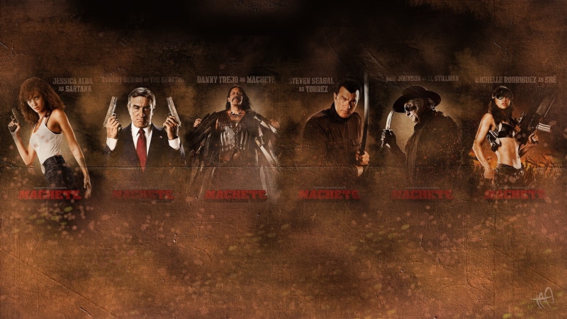 Jessica Alba, Machete (movie), textured effect, conflict, uniform, 1080P, government, sport, movies, movie, architecture, poster, indoors, religion, people