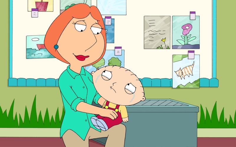 Lois Griffin, Mom, Stewie Griffin, 4K, Family Guy, crying