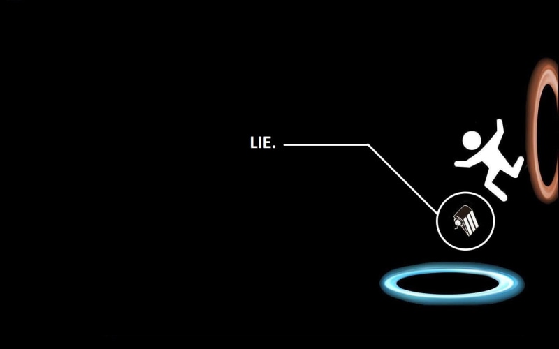 video games, portal, lie, cake, black, hd, 720P