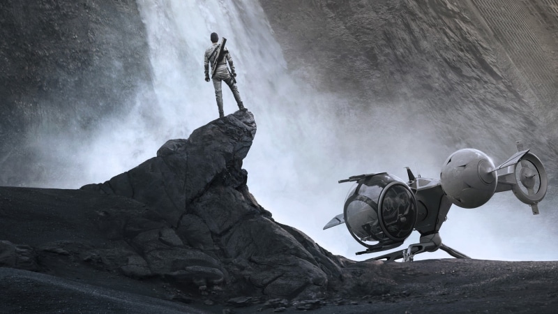 mountain, day, adventure, activity, standing, Oblivion (movie), rock - object, solid, full length, adult, nature, extreme sports, determination, real people