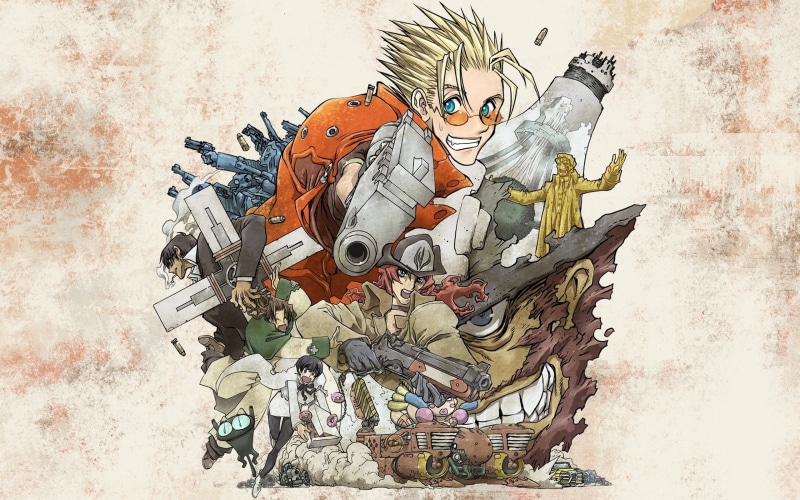 mural, wall, creativity, female likeness, Wolfwood, Nicholas D. Wolfwood, day, sculpture, built structure, male likeness, no people, representation, Vash the Stampede