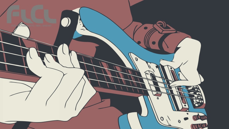 FLCL, musical instrument, numbers, 1080P, anime, Haruhara Haruko, guitar