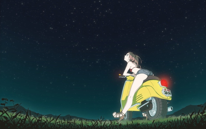 720P, scenics - nature, plant, night, lifestyles, female, real people, star - space, sky, FLCL, star, star field, sport, one person, low angle view, outdoors