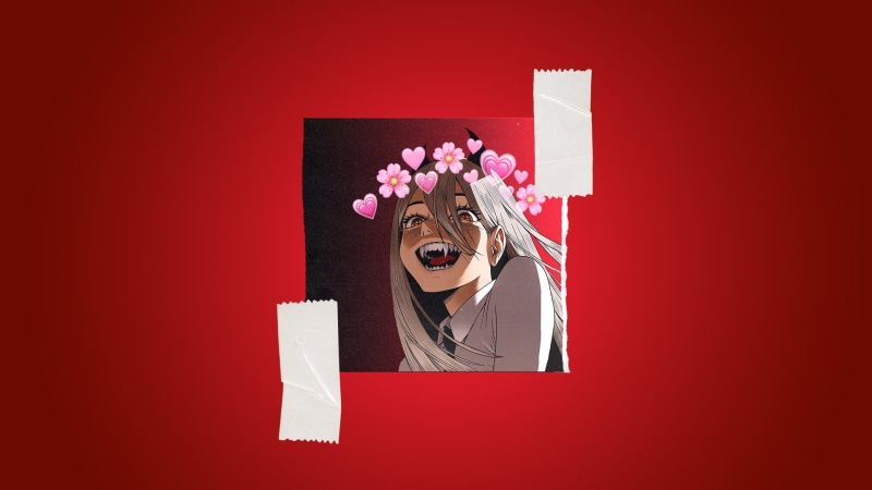 Chainsaw Man, 1080P, tape, love, red