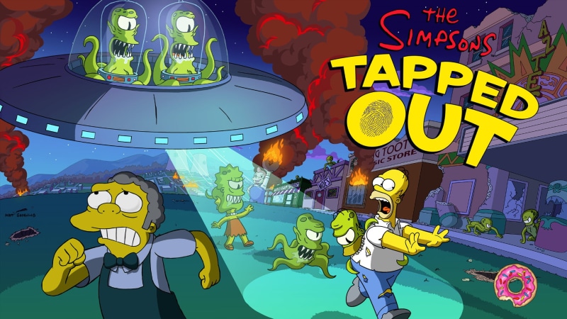 music, night, Homer Simpson, Kang and Kodos, text, nightlife, enjoyment, 1080P, representation, illuminated, food and drink, aliens, built structure