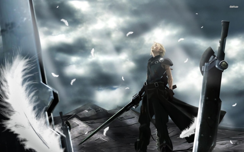 feather, final fantasy, rays, buster sword, battle, sunset, video games, sunris, fenrir, victory, fusion sword, 1080P