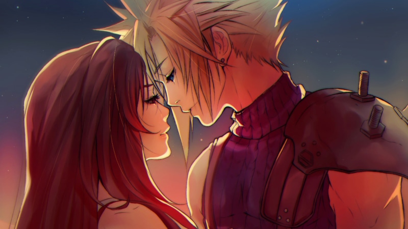 black, 1080P, Cloud Strife, indoors, standing, Final Fantasy, beautiful woman, young women, young adult, one person, sky, representation, adult, hair