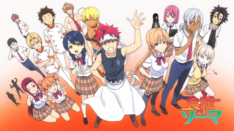 women, art and craft, cut out, smiling, celebration, digital composite, Nakiri Erina, standing, Yukihira Soma, representation, white background, Shokugeki no Souma