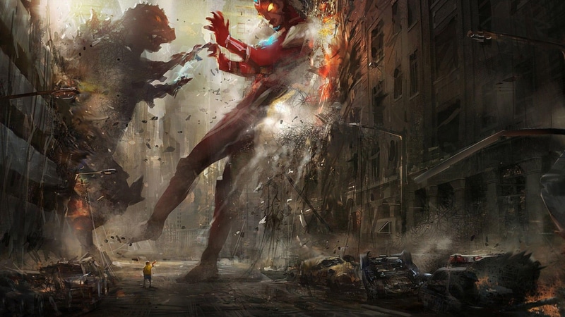 1920x1080, ultraman, vs, iron man, godzilla, man, iron, dyna, digital art, 1080P