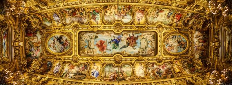serving, indoors, belief, Opera de Paris, place of worship, gold colored, ornate, ceiling, art and craft, Palais Garnier, human representation, Gorgeous