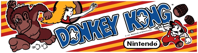 arcade marquee, Donkey Kong, 4K, video game art, arcade cabinet