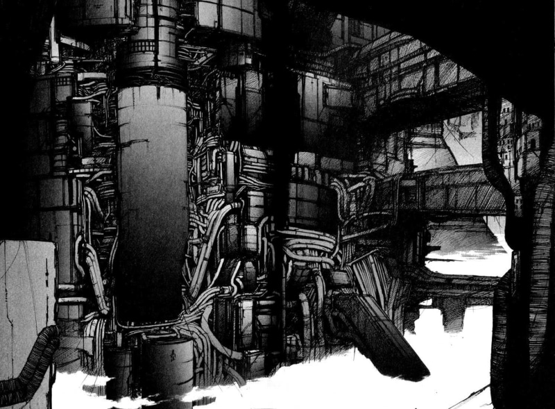 Tsutomu Nihei, winter, factory, machinery, snow, architecture, building, high angle view, nature, industry, 720P, indoors, fuel and power generation, Blame!
