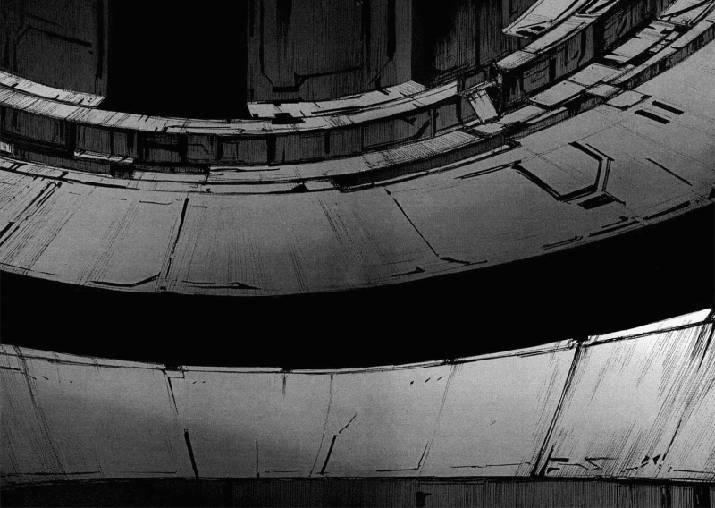 pattern, directly below, architecture, history, architectural column, building, railing, day, 720P, Tsutomu Nihei, no people, the past, close-up, city