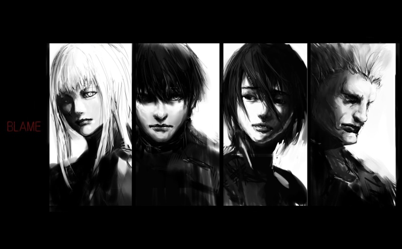 1080P, monochrome, domochevsky, Killy, Cibo, Tsutomu Nihei, Blame!, sanakan