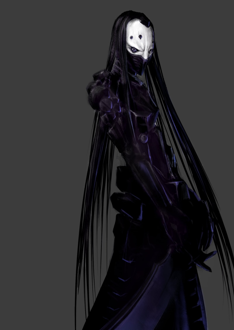 dark, one person, gothic style, 2K, clothing, adult, indoors, women, Blame!, beauty, young women, manga, beautiful woman, looking at camera, black color