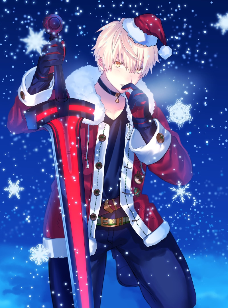 fate prototype, arthur alter, Anime, christmas 2018, 2K, snowflakes, sword