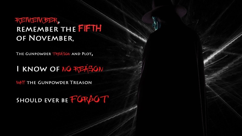 V for Vendetta, indoors, sign, western script, night, dark, illuminated, light - natural phenomenon, black color, studio shot, no people, still life, black background
